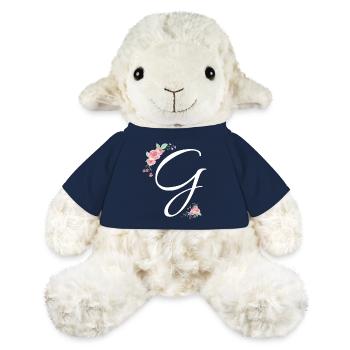 Lettre g fleurs - Mouton en peluche Annika MiniFeet® - bleu marine - Devant