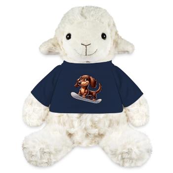 Dackel auf Snowboard Comic Wintersport - MiniFeet® Schaf Annika - French Navy - Vorne