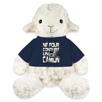Cadeau routier : Né pour conduire un camion drôle - Mouton en peluche Annika MiniFeet® - bleu marine - Devant