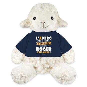Roger Apero T shirt Humour personnalisé roger - Mouton en peluche Annika MiniFeet® - bleu marine - Devant