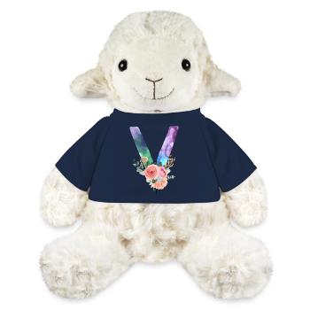 Lettre v watercolor - Mouton en peluche Annika MiniFeet® - bleu marine - Devant