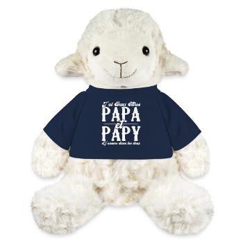 J'ai deux titres papa et papy - Mouton en peluche Annika MiniFeet® - bleu marine - Devant