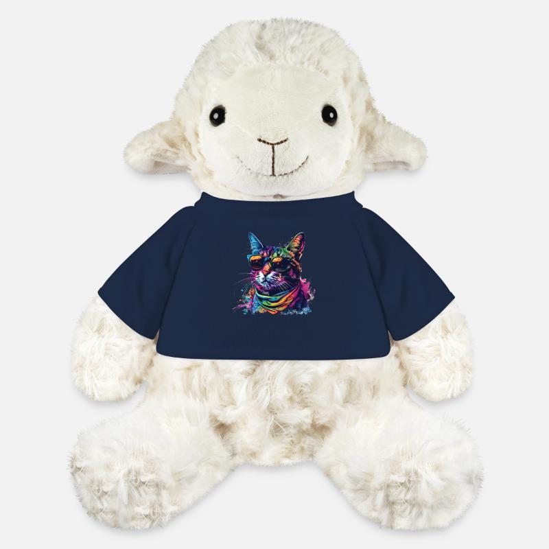 Regenbogen Graffiti Katze mit Sonnenbrille - MiniFeet® Schaf Annika - French Navy