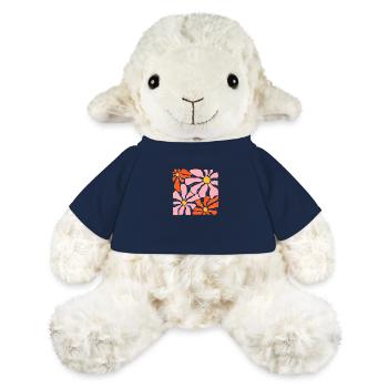 Fleurs groovy rétro rose et orange - Mouton en peluche Annika MiniFeet® - bleu marine - Devant