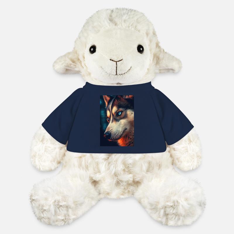 Visage Gros Plan De Chien Husky Sibérien - Mouton en peluche Annika MiniFeet® - bleu marine