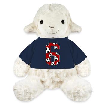 6. Geburtstag Fußball rot - MiniFeet® Schaf Annika - French Navy - Vorne