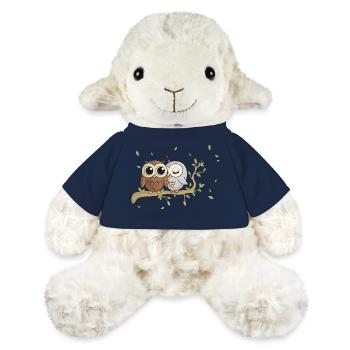Hiboux de bande dessinée amoureux - Mouton en peluche Annika MiniFeet® - bleu marine - Devant