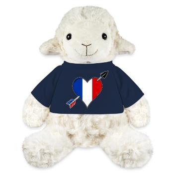 La France drapeau coeur amoureux - Mouton en peluche Annika MiniFeet® - bleu marine - Devant