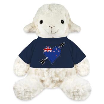 Drapeau néo-zélandais coeur amoureux - Mouton en peluche Annika MiniFeet® - bleu marine - Devant