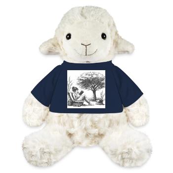 Femme buvant du café et lisant un livre - Mouton en peluche Annika MiniFeet® - bleu marine - Devant