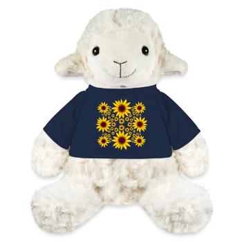 fleur d’échinacée jaune motif floral floral - Mouton en peluche Annika MiniFeet® - bleu marine - Devant