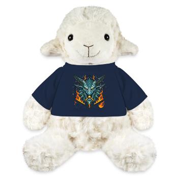 Insigne de tête de dragon flamboyant féroce - Mouton en peluche Annika MiniFeet® - bleu marine - Devant