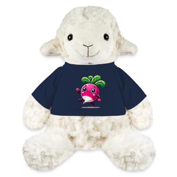 Personnage de radis de dessin animé heureux - Mouton en peluche Annika MiniFeet® - bleu marine - Devant
