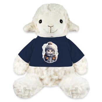 Chat avec chapeau, écharpe et veste dans la neige - Mouton en peluche Annika MiniFeet® - bleu marine - Devant