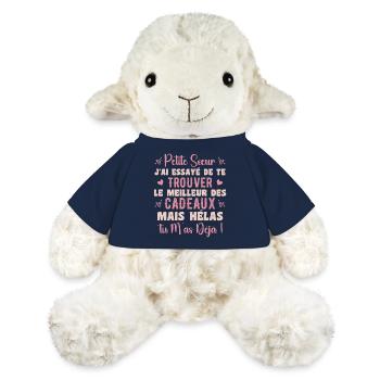 Petite Sœur Cadeau Citation Drôle - Mouton en peluche Annika MiniFeet® - bleu marine - Devant