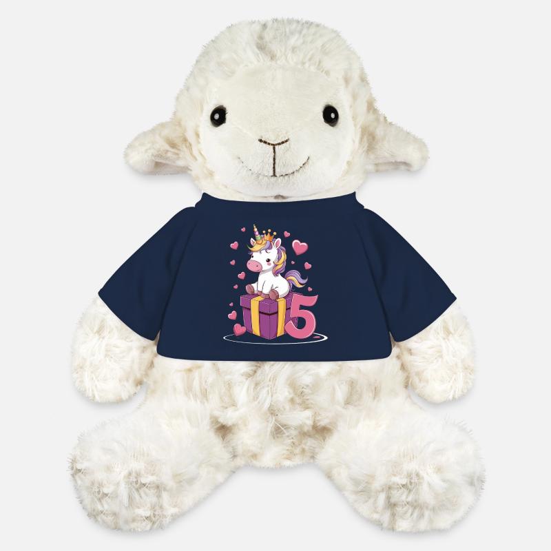 Licorne - 5e anniversaire - 5 ans - Mouton en peluche Annika MiniFeet® - bleu marine