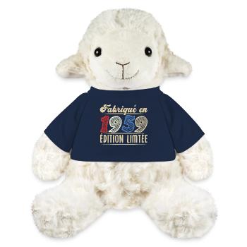 Fabriqué en 1959, Vintage cadeau d'anniversaire - Mouton en peluche Annika MiniFeet® - bleu marine - Devant