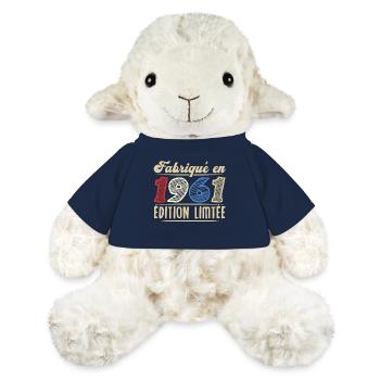 Fabriqué en 1961, Vintage cadeau d'anniversaire - Mouton en peluche Annika MiniFeet® - bleu marine - Devant