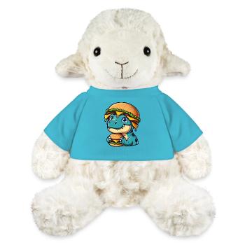 Satisfied Dino T-Rex with Hamburger Cheeseburger - MiniFeet® Sheep Annika - atoll blue - Front
