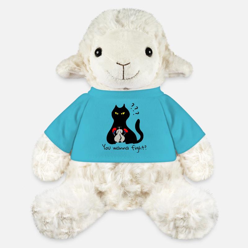 Chat vs souris boxeuse drôle : vous voulez vous battre ? - Mouton en peluche Annika MiniFeet® - bleu outremer
