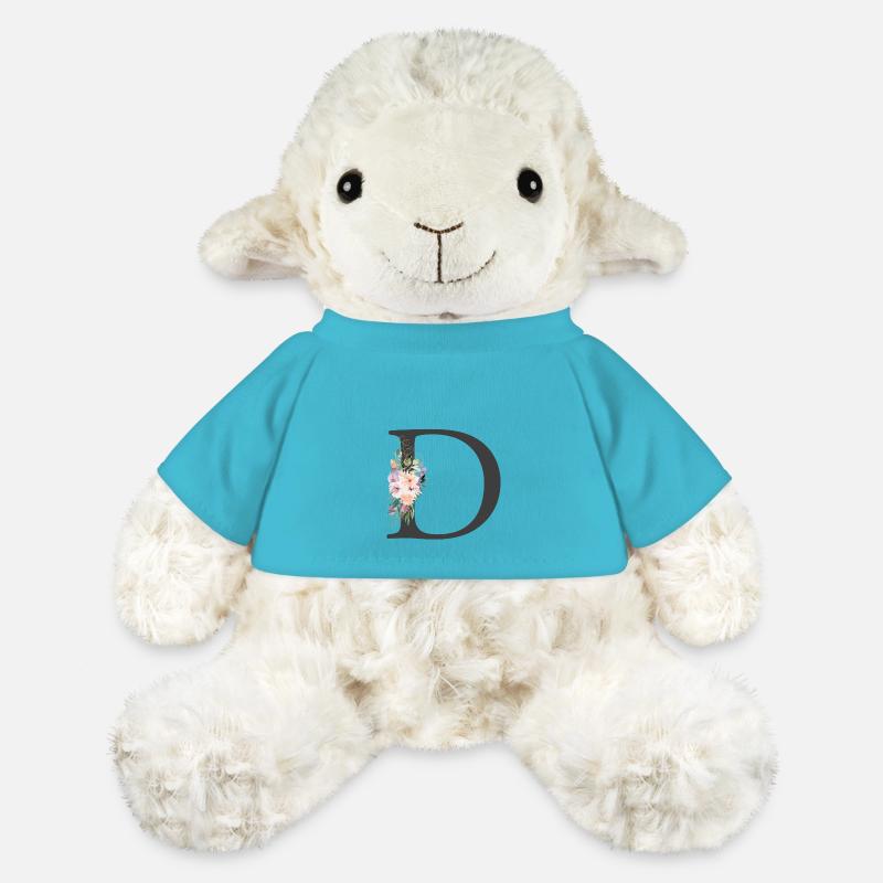 Letter D, Monogram, Flowers - MiniFeet® Sheep Annika - atoll blue