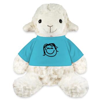 Visage heureux avec de longs cheveux - Mouton en peluche Annika MiniFeet® - bleu outremer - Devant