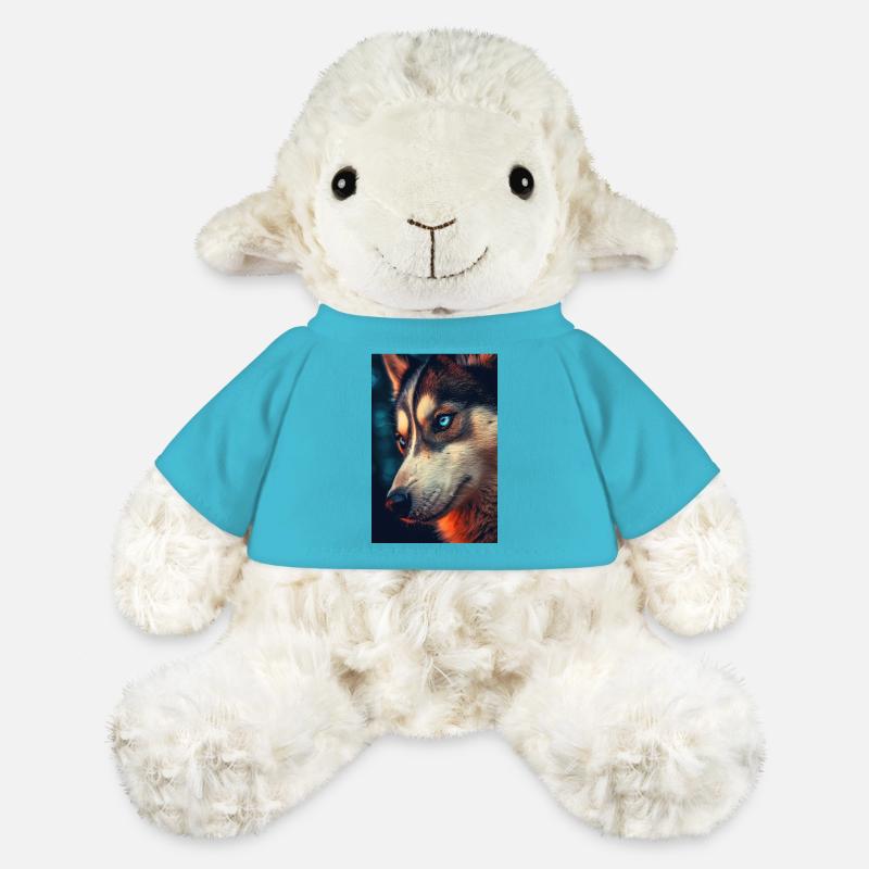 Visage Gros Plan De Chien Husky Sibérien - Mouton en peluche Annika MiniFeet® - bleu outremer