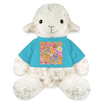 Retro Flower Power Pattern – 70s Hippie Floral - MiniFeet® Sheep Annika - atoll blue - Front