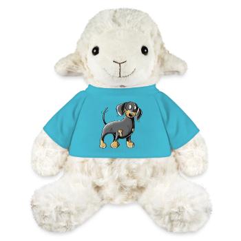 Happy Dachshund I Dackel I Teckel Hund Comic - MiniFeet® Schaf Annika - Atollblau - Vorne