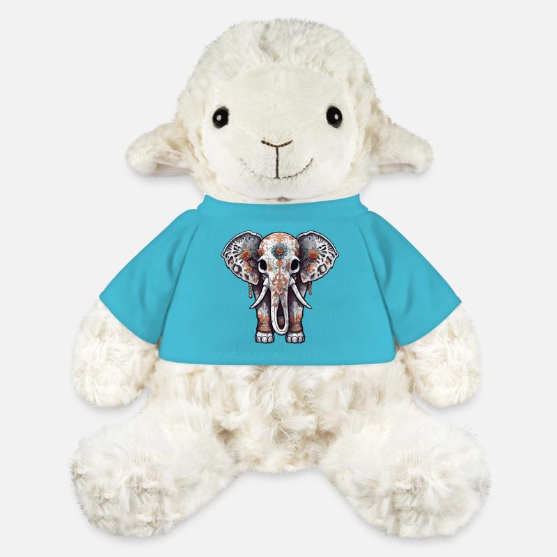 Elefant / Tier / Orientalisch / Blumen / Muster - MiniFeet® Schaf Annika - Atollblau