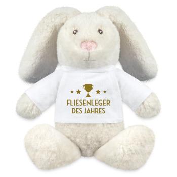 Fliesenleger Fliesenlegerin Mauerwerk Maurer DIY - MiniFeet® RecycelHase® Creme - Weiß - Vorne