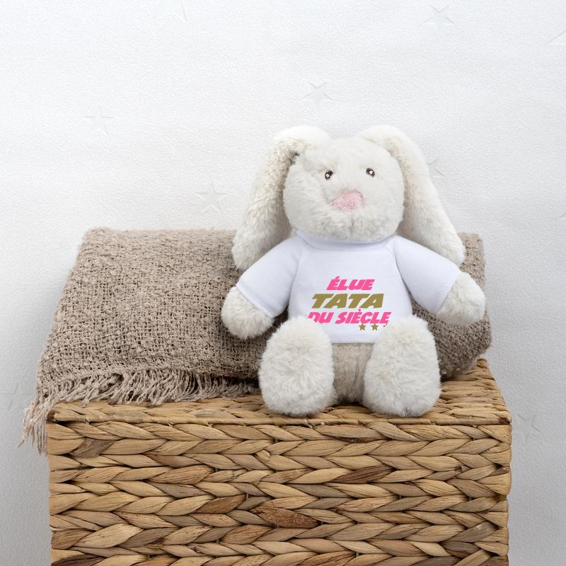Elue TATA du siècle Lapin en peluche recyclé MiniFeet® Crème