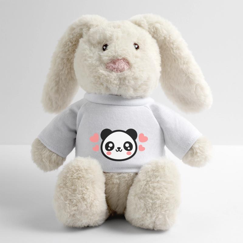 Visage de panda aimant : cœurs adorables Lapin en peluche recyclé MiniFeet® Crème