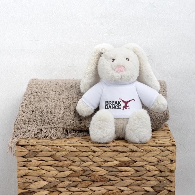 Break dance Lapin en peluche recyclé MiniFeet® Crème