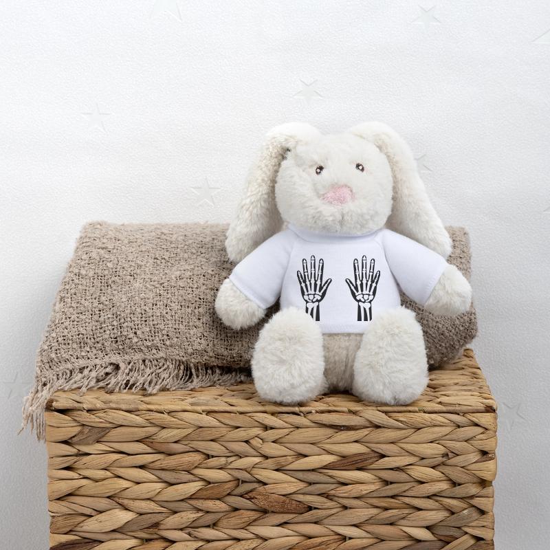 Mains Squelette 01 Lapin en peluche recyclé MiniFeet® Crème