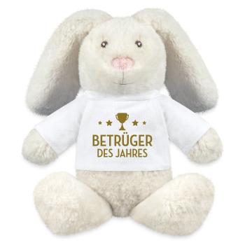 Betrüger Betrügen Betrügerin Mogler Moglerin Spiel - MiniFeet® RecycelHase® Bunny Cream - white - Front