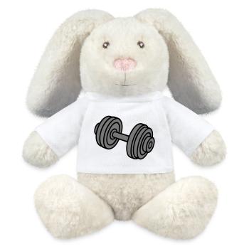 Dumbbell Weights Icon - MiniFeet® RecycelHase® Bunny Cream - white - Front