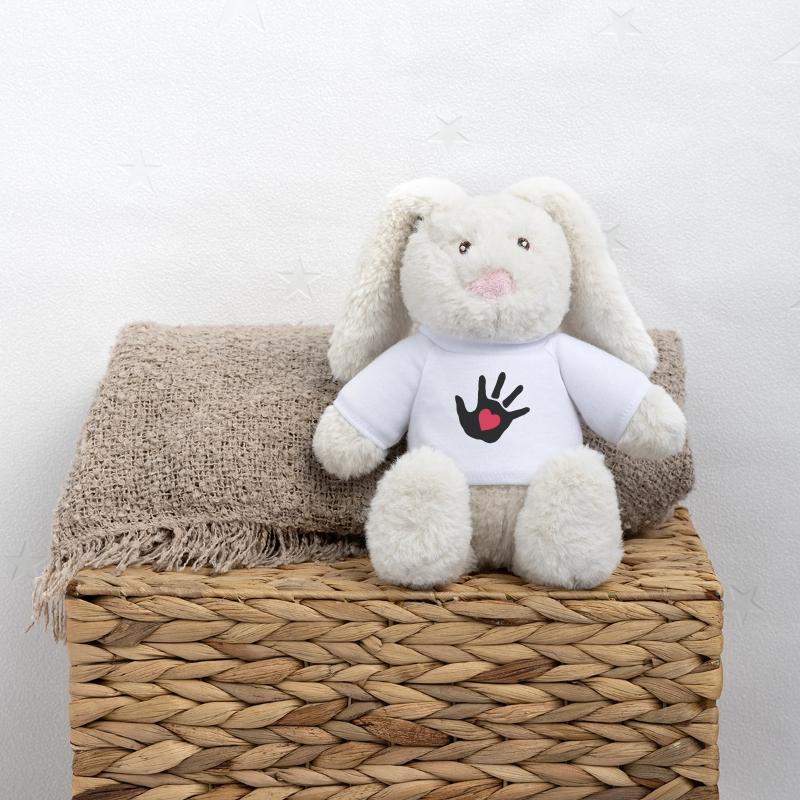 Bébé main - cœur Lapin en peluche recyclé MiniFeet® Crème