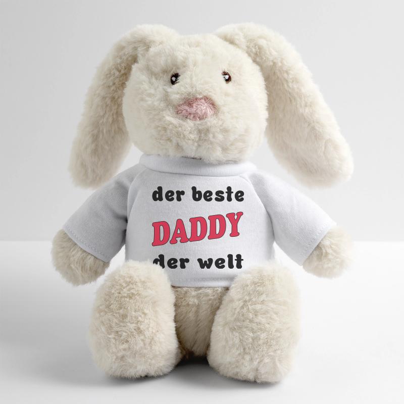 Der beste DADDY PAPA der welt Lapin en peluche recyclé MiniFeet® Crème