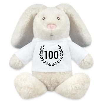 100 Jahre Jubiläum Kranz - MiniFeet® RecycelHase® Creme - Weiß - Vorne