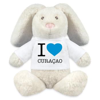 I LOVE CURACAO - MiniFeet® RecycelHase® Creme - Weiß - Vorne