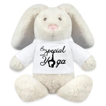 Yoga Geschenk Fitness Meditation Sport Spruch - MiniFeet® RecycelHase® Creme - Weiß - Vorne