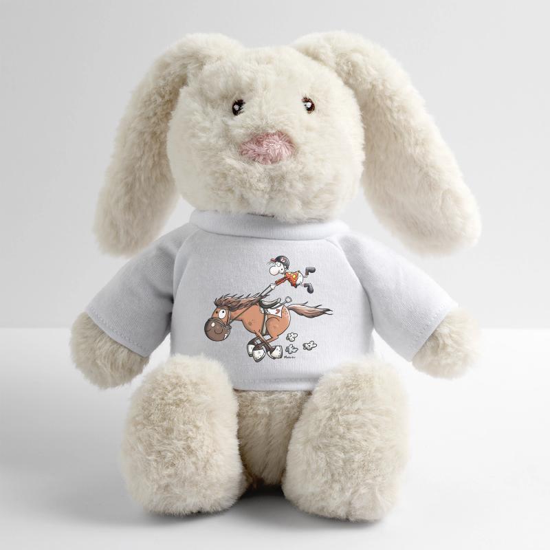 Cheval De Course Rapide Lapin en peluche recyclé MiniFeet® Crème