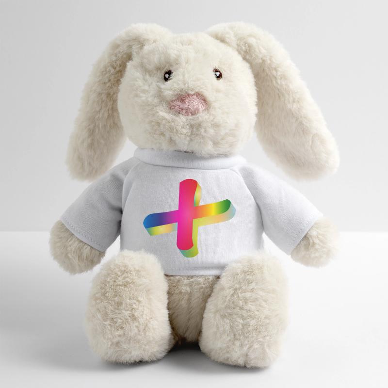 buntes Plus Zeichen in Regenbogenfarben MiniFeet® RecycelHase® Creme