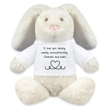 Abstract play of colors on hoodie - MiniFeet® RecycelHase® Bunny Cream - white - Front