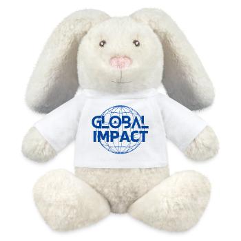 planète terre, mère nature, sauvez la planète - Lapin en peluche recyclé MiniFeet® Crème - blanc - Devant