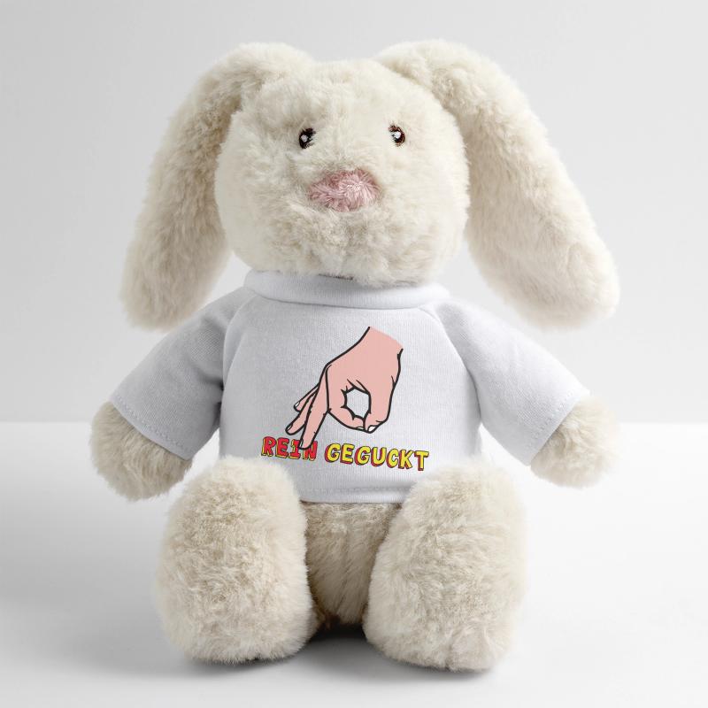 Index de main comique avec texte rétro Lapin en peluche recyclé MiniFeet® Crème