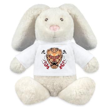 Tiger Oni Maske Illustration - MiniFeet® RecycelHase® Creme - Weiß - Vorne