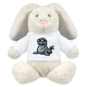 Seal Animal Comic Cool - MiniFeet® RecycelHase® Bunny Cream - white - Front