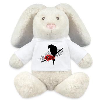 Papagei mit Pfingstrosen – tropischer Sommerlook - MiniFeet® RecycelHase® Creme - Weiß - Vorne